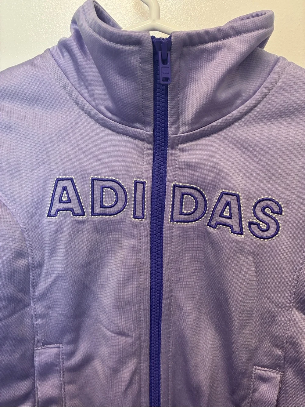 adidas Lavender Full-Zip Track Jacket with Contrast Purple Zipper, Size 2T